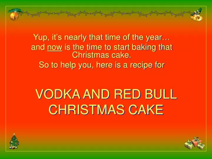 vodka and red bull christmas cake