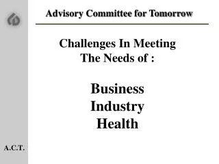 Advisory Committee for Tomorrow