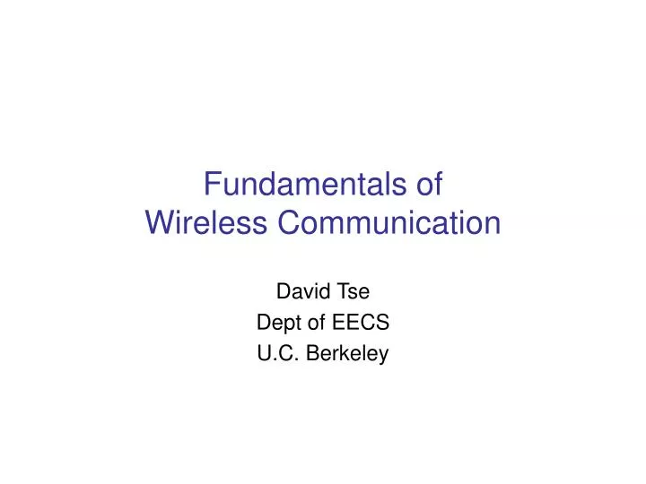 fundamentals of wireless communication