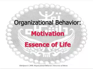 Organizational Behavior: Motivation Essence of Life