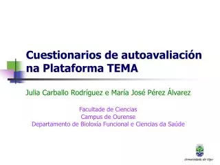 Cuestionarios de autoavaliación na Plataforma TEMA