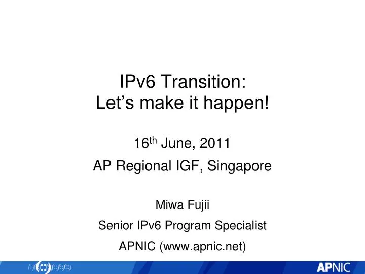 ipv6 transition let s make it happen