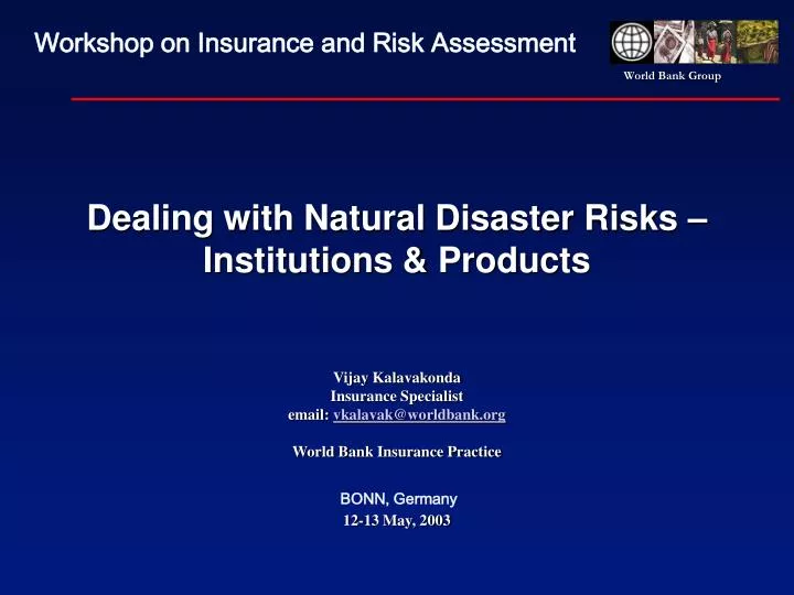 dealing with natural disaster risks institutions products