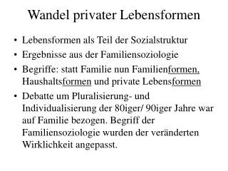 wandel privater lebensformen
