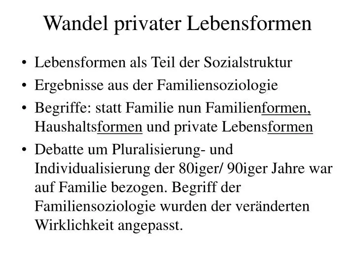 wandel privater lebensformen