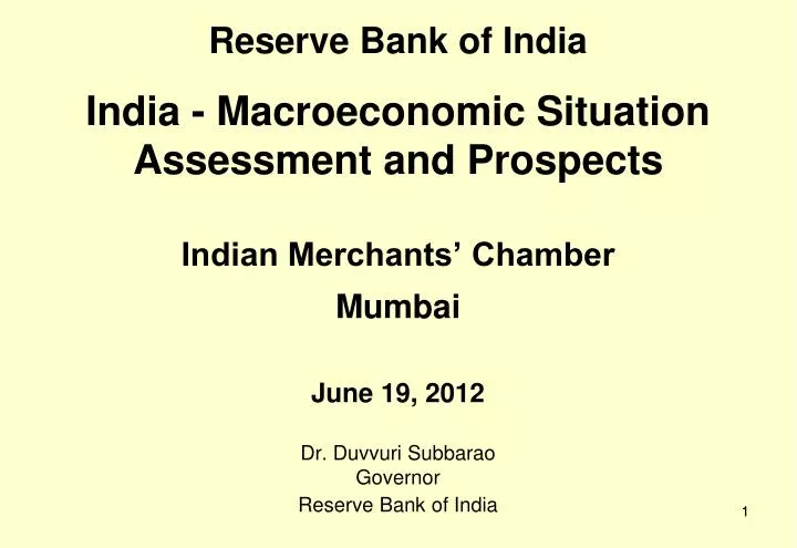 reserve bank of india india macroeconomic situation assessment and prospects