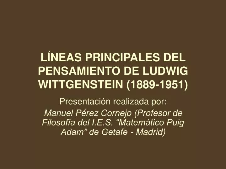l neas principales del pensamiento de ludwig wittgenstein 1889 1951