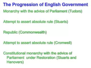 The Progression of English Government