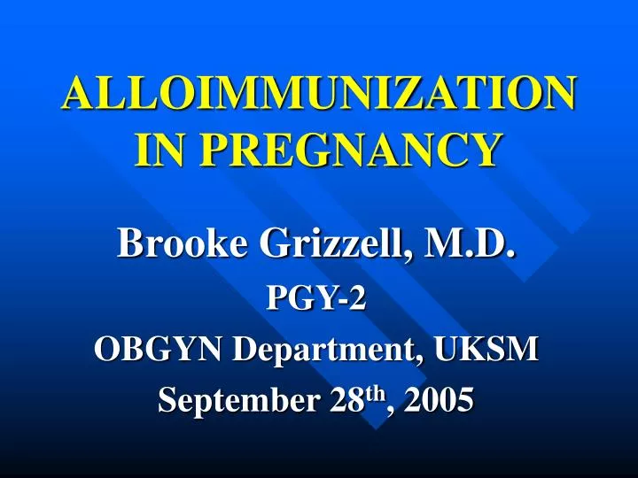 alloimmunization in pregnancy