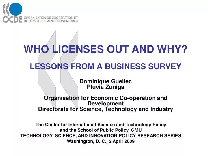 who licenses out and why lessons from a business survey