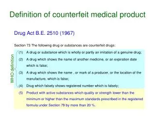 Definition of counterfeit medical product