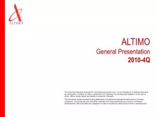 ALTIMO General Presentation 2010-4Q
