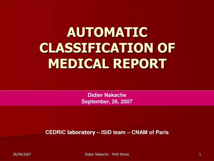 automatic classification of medical report