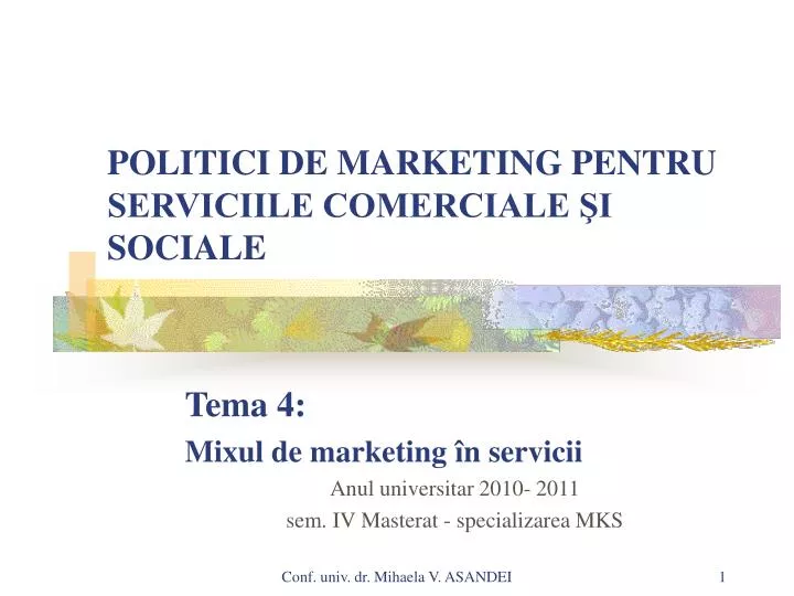 politici de marketing pentru serviciile comerciale i sociale
