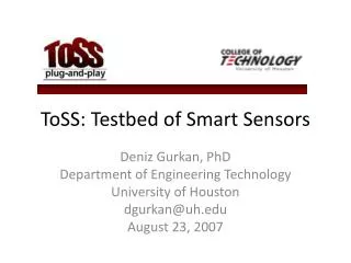 ToSS: Testbed of Smart Sensors