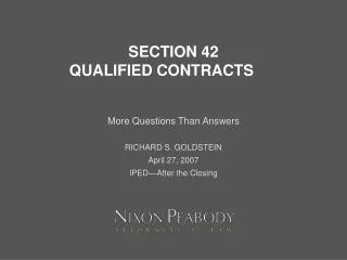 SECTION 42 QUALIFIED CONTRACTS