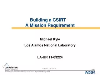 Building a CSIRT	 A Mission Requirement