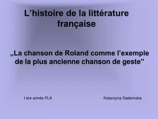 l histoire de la litt rature fran aise