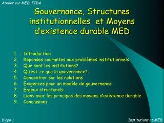 gouvernance structures institutionnelles et moyens d existence durable med