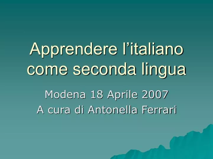 apprendere l italiano come seconda lingua