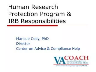 Human Research Protection Program &amp; IRB Responsibilities