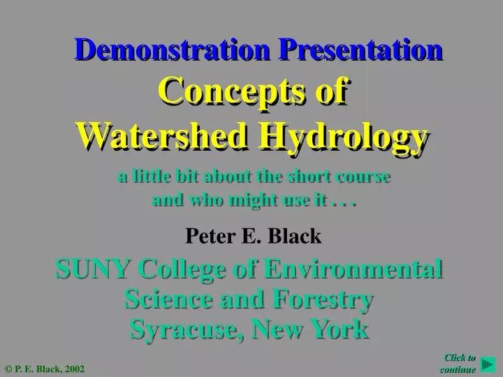 concepts of watershed hydrology
