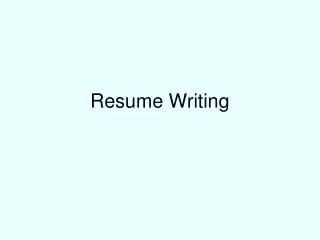 Resume Writing