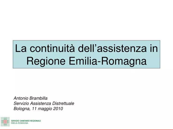 la continuit dell assistenza in regione emilia romagna