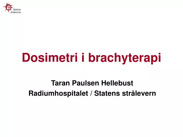 dosimetri i brachyterapi