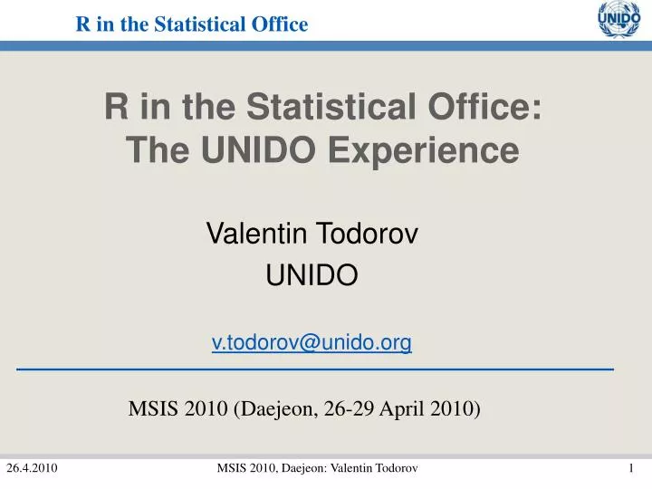 r in the statistical office the unido experience