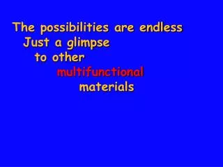 The possibilities are endless Just a glimpse 	to other multifunctional 			materials