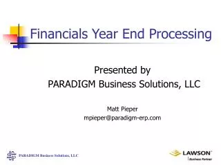 Financials Year End Processing