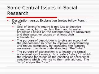 Some Central Issues in Social Research