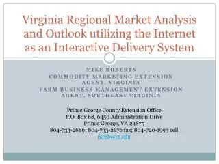 Virginia Regional Market Analysis and Outlook utilizing the Internet as an Interactive Delivery System