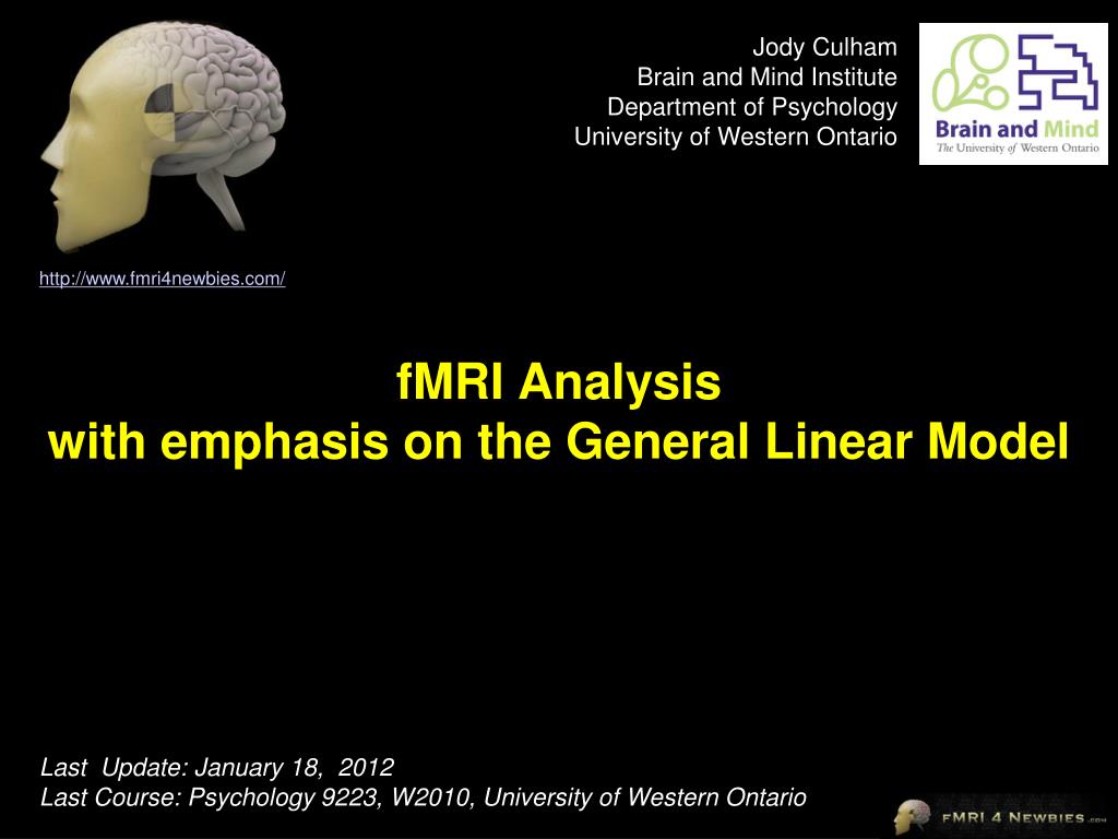 PPT - fMRI Analysis with emphasis on the General Linear Model ...