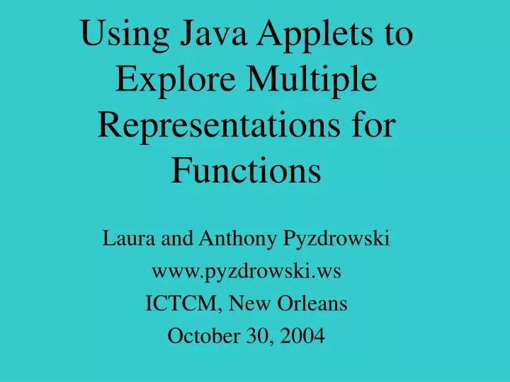 using java applets to explore multiple representations for functions