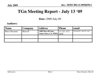 TGn Meeting Report - July 13 ‘09