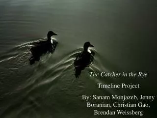 The Catcher in the Rye Timeline Project By: Sanam Monjazeb, Jenny Boranian, Christian Gao, Brendan Weissberg
