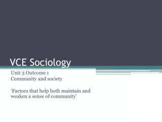 VCE Sociology