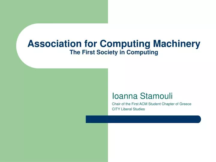 association for computing machinery the first society in computing