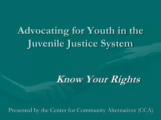 Advocating for Youth in the Juvenile Justice System
