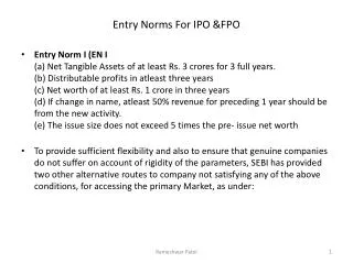Entry Norms For IPO &amp;FPO