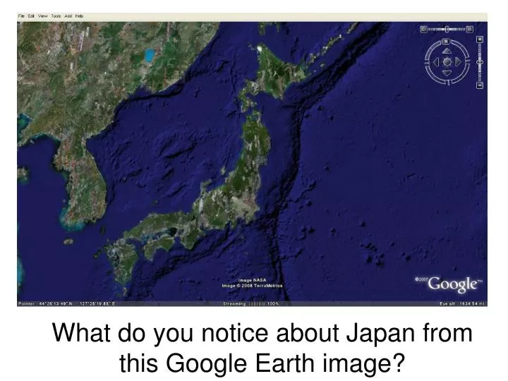 what do you notice about japan from this google earth image