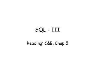 SQL - III