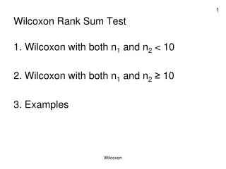 Wilcoxon Rank Sum Test