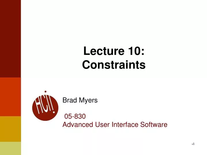 lecture 10 constraints