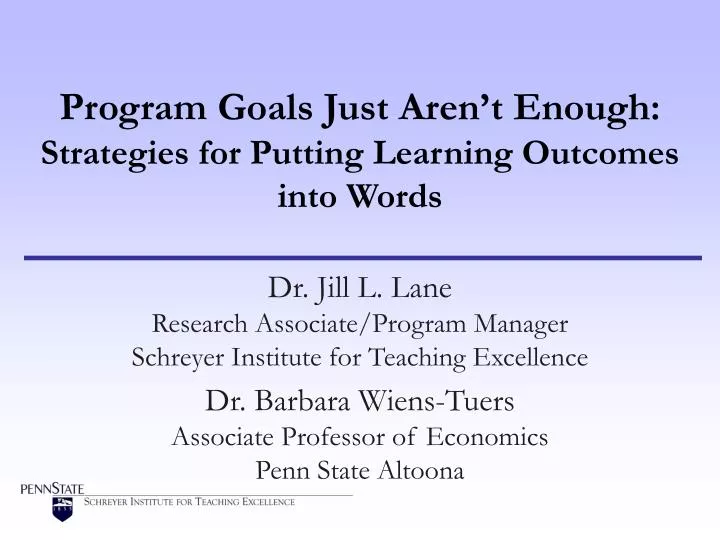 program goals just aren t enough strategies for putting learning outcomes into words