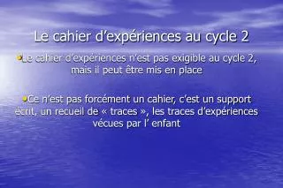 le cahier d exp riences au cycle 2