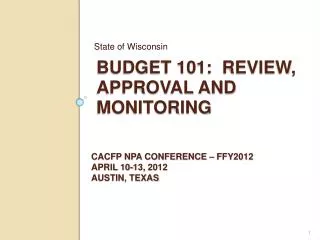 Budget 101: Review, Approval and Monitoring