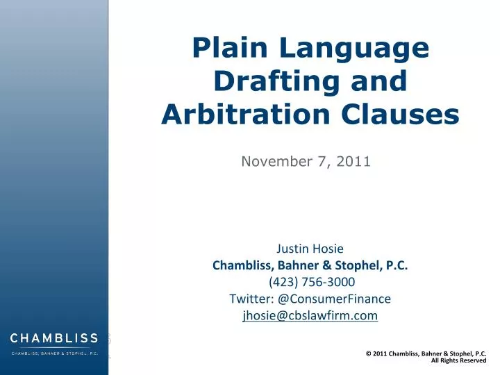 plain language drafting and arbitration clauses